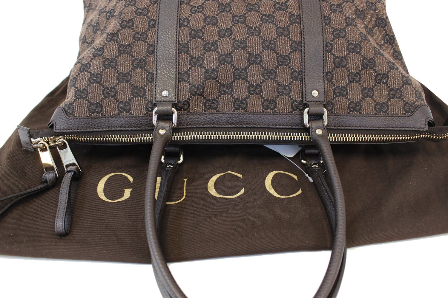 Preloved Gucci Dark Brown GG Denim Canvas Large Shoulder Bag 101334002214 063023