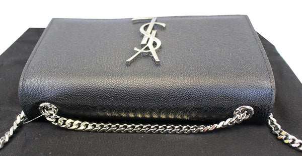 YVES SAINT LAURENT Kate Black Leather Chain Clutch Crossbody Bag