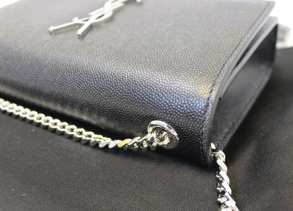 YVES SAINT LAURENT Kate Black Leather Chain Clutch Crossbody Bag