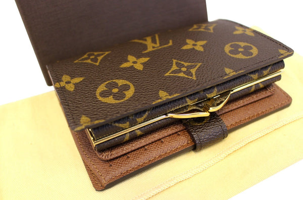 LOUIS VUITTON Monogram Canvas French Wallet Kisslock