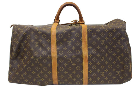 LOUIS VUITTON Keepall 60 Monogram Canvas Travel Bag Brown 