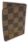 LOUIS VUITTON Damier Ebene Brown Card Case Wallet