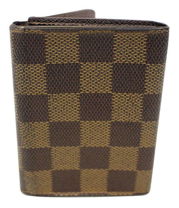 LOUIS VUITTON Damier Ebene Brown Card Case Wallet