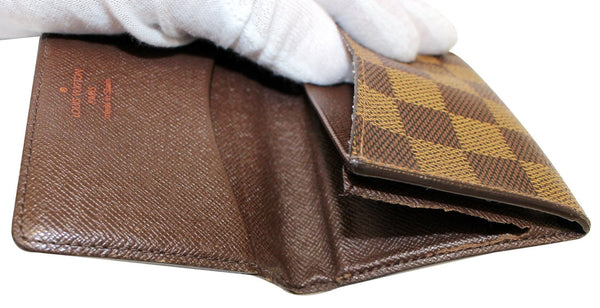 LOUIS VUITTON Damier Ebene Brown Card Case Wallet