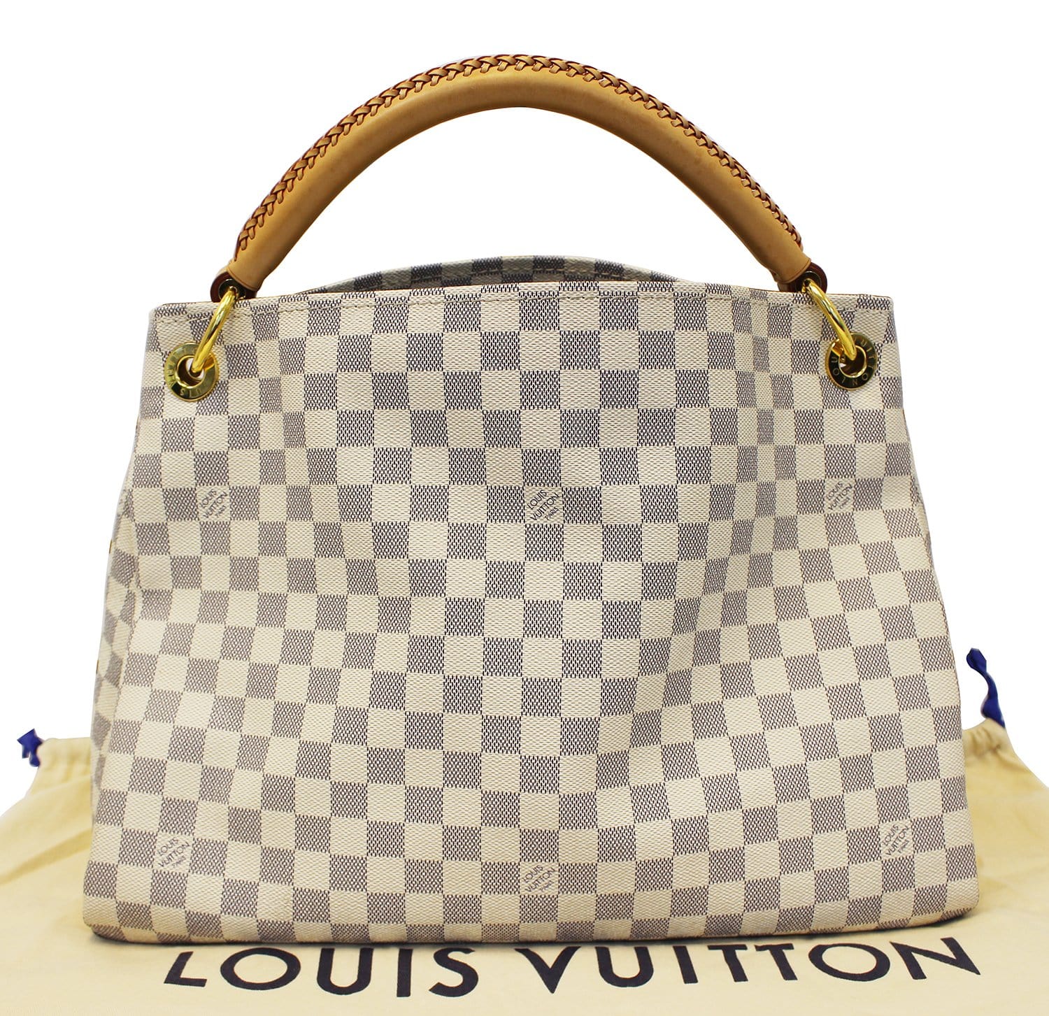 Used Louis Vuitton Artsy MM Damier Azur Shoulder Bag White