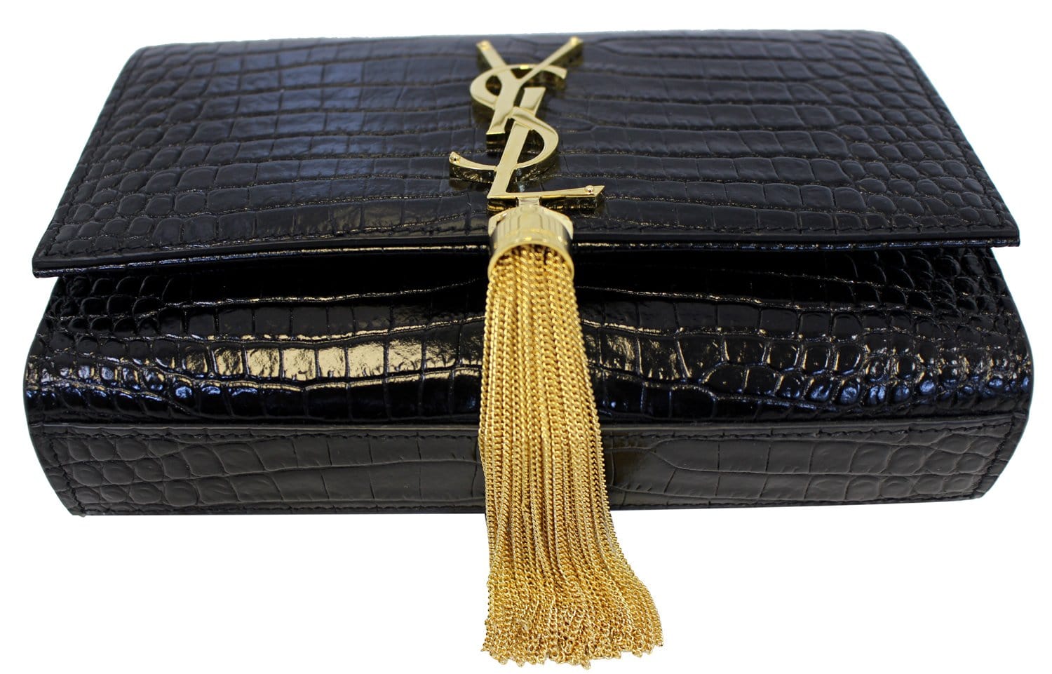 Yves Saint Laurent, Bags, Ysl Leather Clutch In Noirgold Hardware