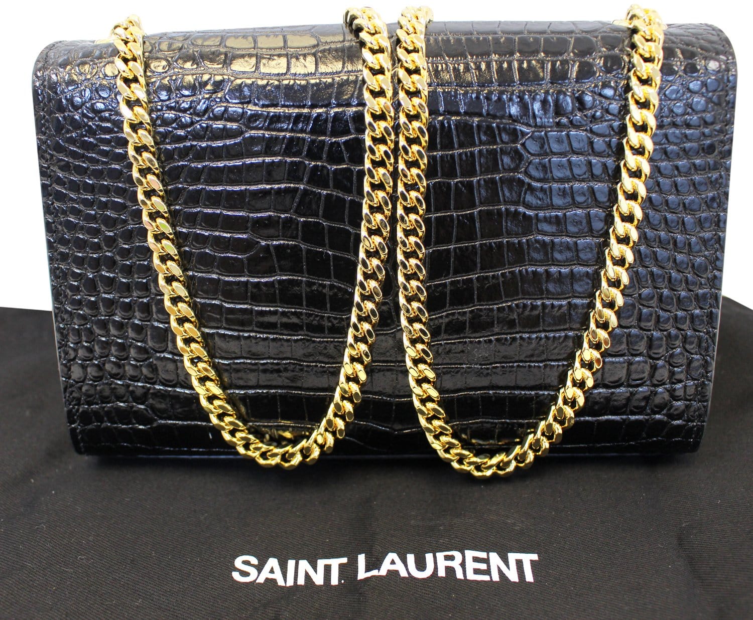 Leather clutch bag Yves Saint Laurent Gold in Leather - 26146737