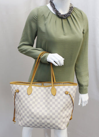 LOUIS VUITTON Damier Azur Neverfull MM Tote Shoulder Bag