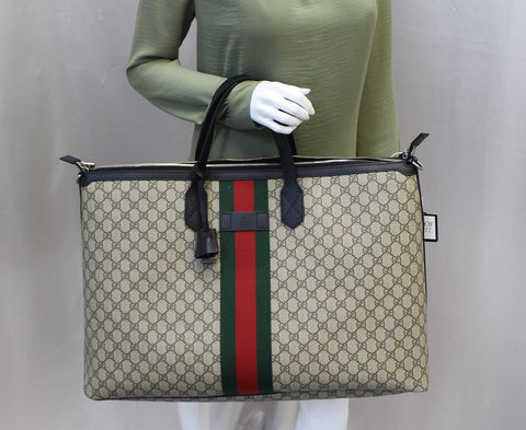 GUCCI GG Supreme Canvas Web Duffle Bag 353406