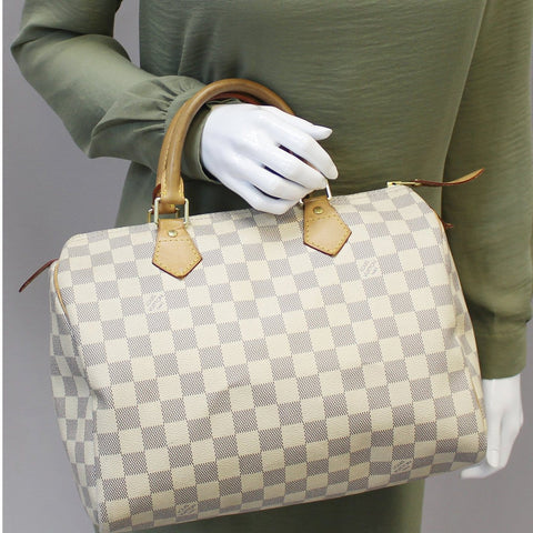 LOUIS VUITTON Speedy 30 Damier Azur  Satchel Handbag