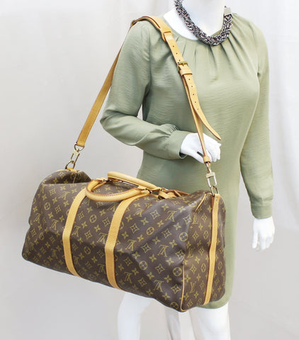 LOUIS VUITTON Monogram Canvas Keepall 50 Bandouliere Travel Bag