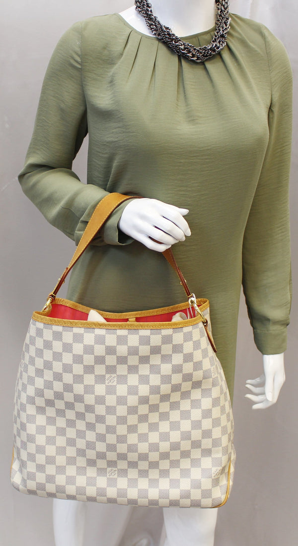 LOUIS VUITTON Damier Azur Pink Delightful MM NM Hobo Shoulder Bag