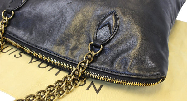 LOUIS VUITTON Black Cuir Boudoir Leather Lockit Chain Shoulder Bag