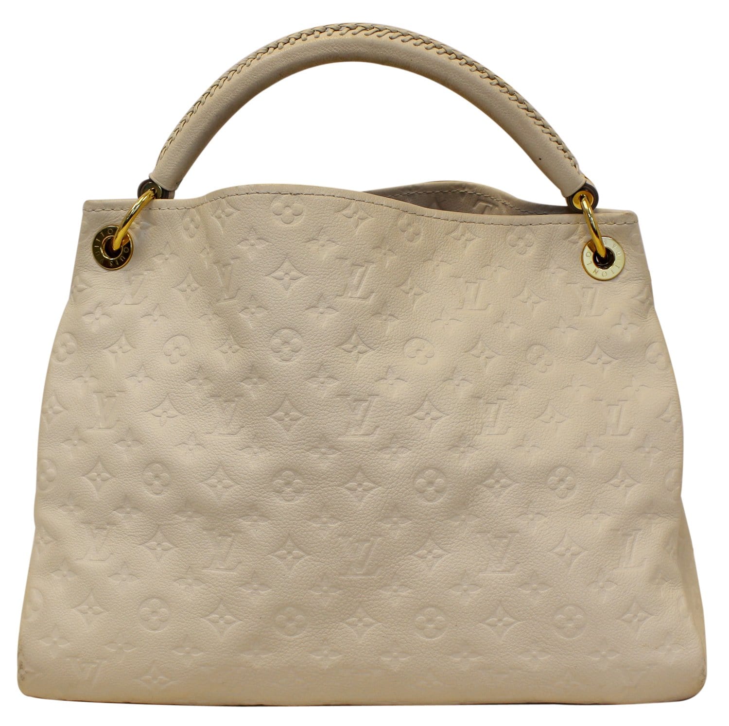 Authentic Louis Vuitton White Monogram Empreinte Leather Artsy mm Shoulder Tote Bag