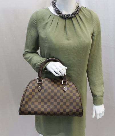 LOUIS VUITTON Damier Ebene Ribera MM Brown Satchel Bag