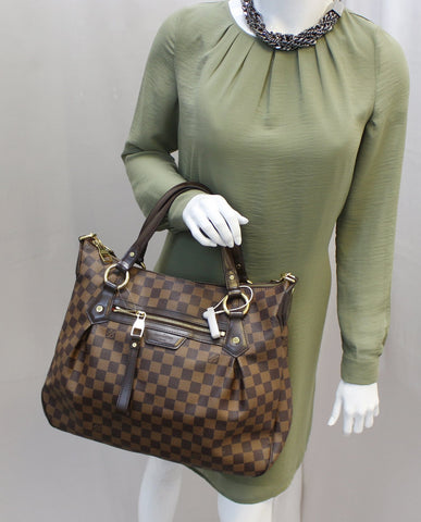 LOUIS VUITTON Evora MM Damier Ebene Tote Shoulder Bag