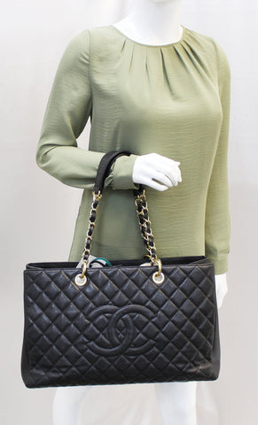 CHANEL Caviar Leather Black XL Grand Shopping Tote Bag