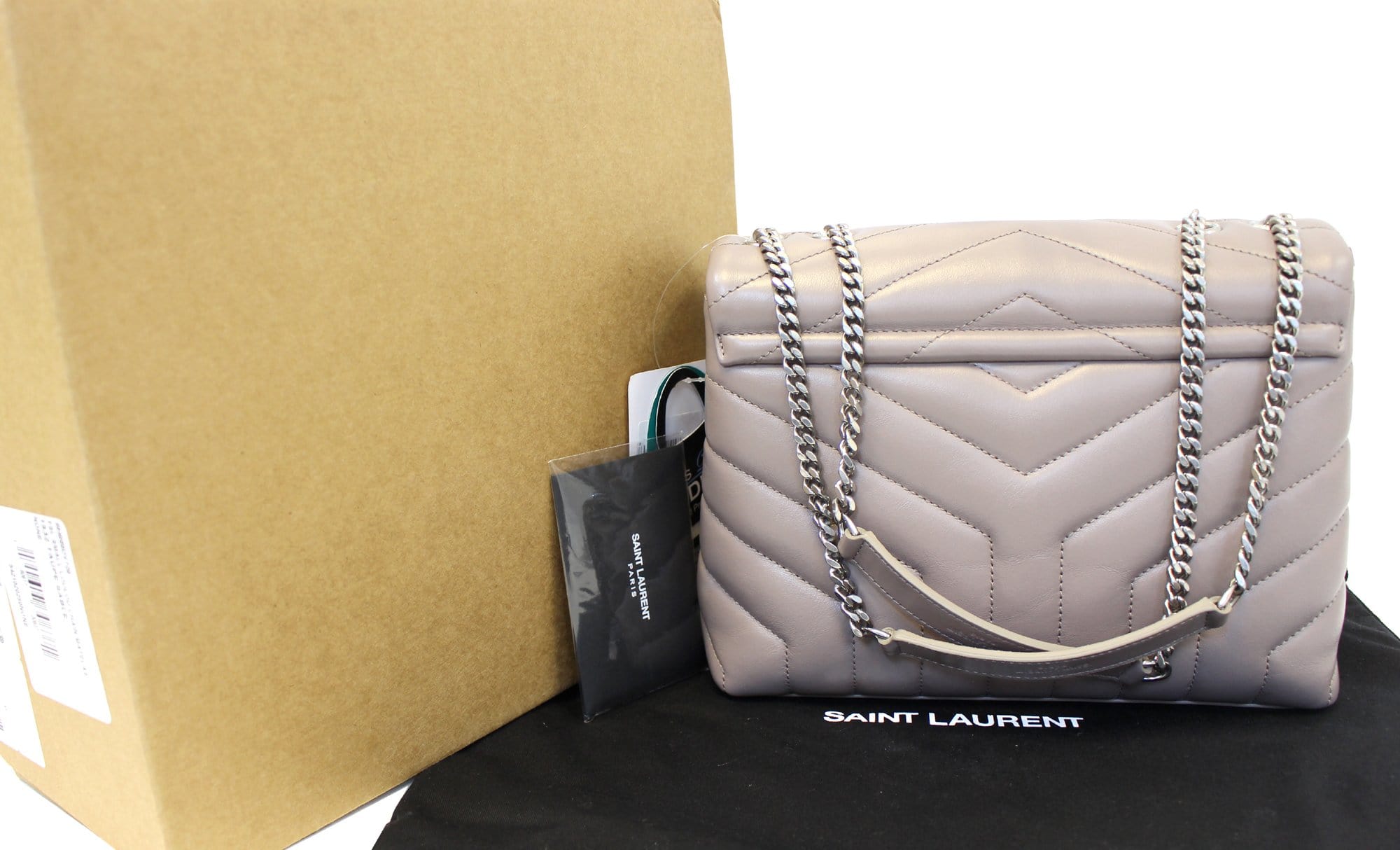 SAINT LAURENT Loulou small leather shoulder bag DEEP TAUPE – Top