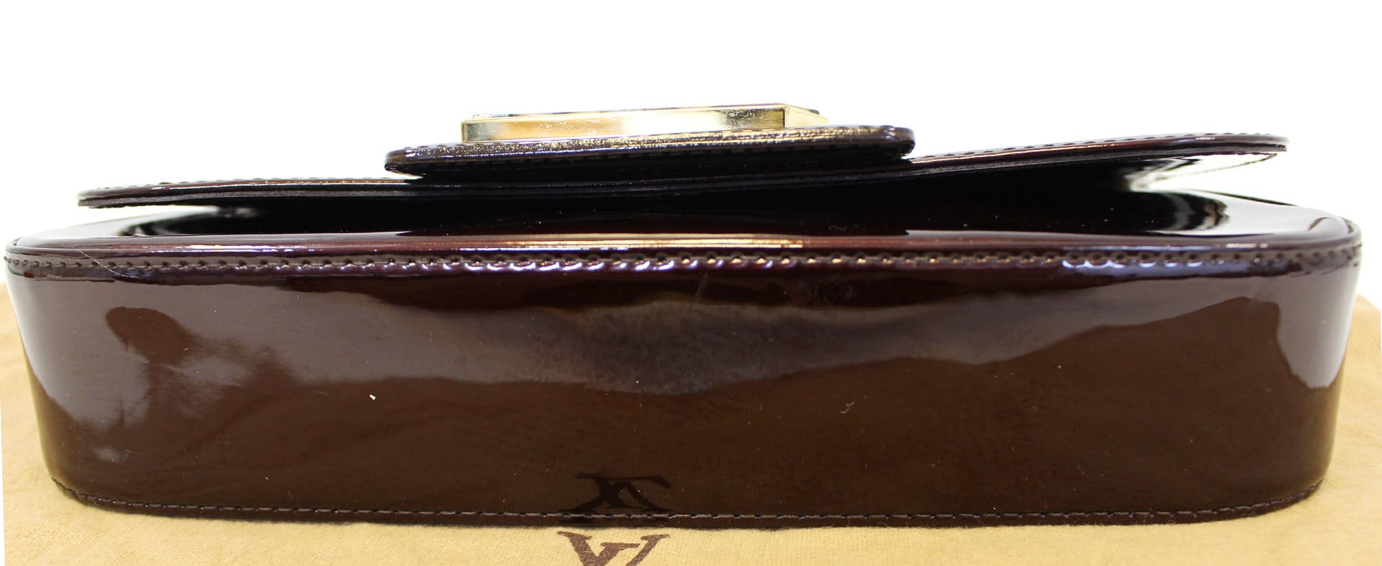 LOUIS VUITTON Sobe Pochette Vernis Leather Clutch Bag Bronze