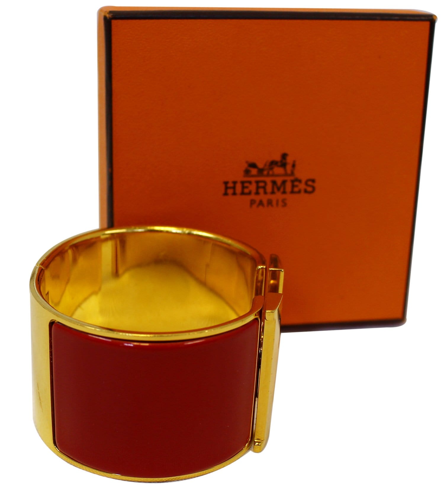 Hermès Clic H Bracelet - Black & Gold, Enamel, 17.7 cm/12 mm