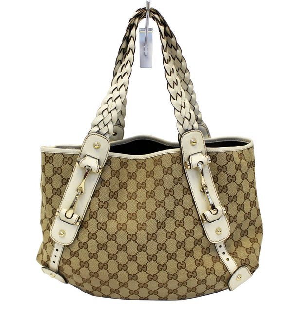 GUCCI Beige White GG Canvas Pelham Medium Shoulder Bag