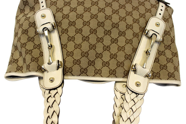 GUCCI Beige White GG Canvas Pelham Medium Shoulder Bag