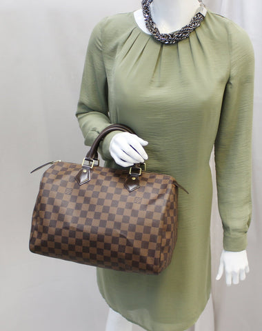 LOUIS VUITTON Damier Ebene Speedy 35 Satchel Bag