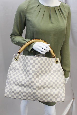 LOUIS VUITTON Damier Azur Artsy MM Shoulder Tote Bag