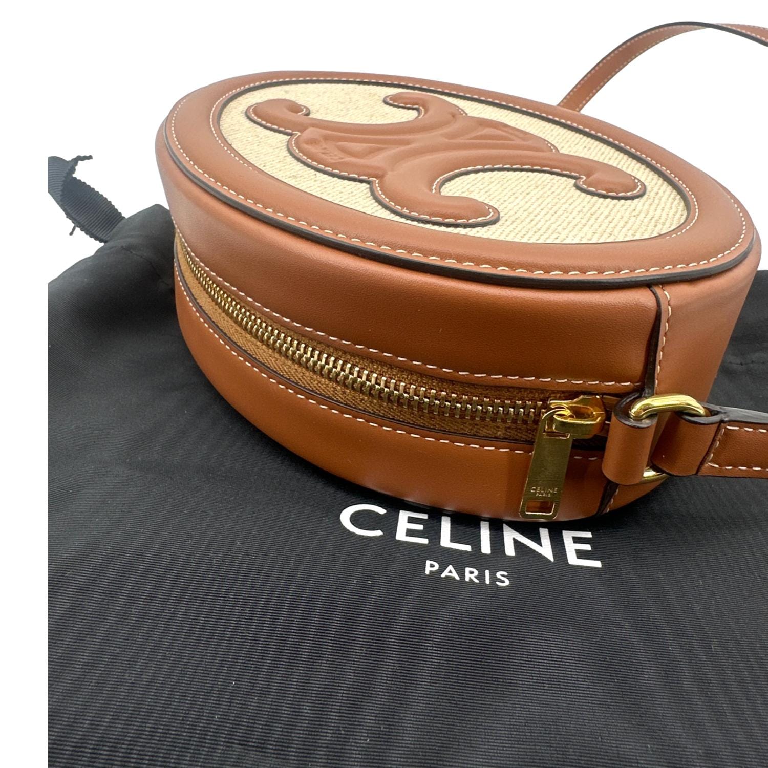 Celine Triomphe Shoulder Bag Tan in Natural Calfskin Leather with