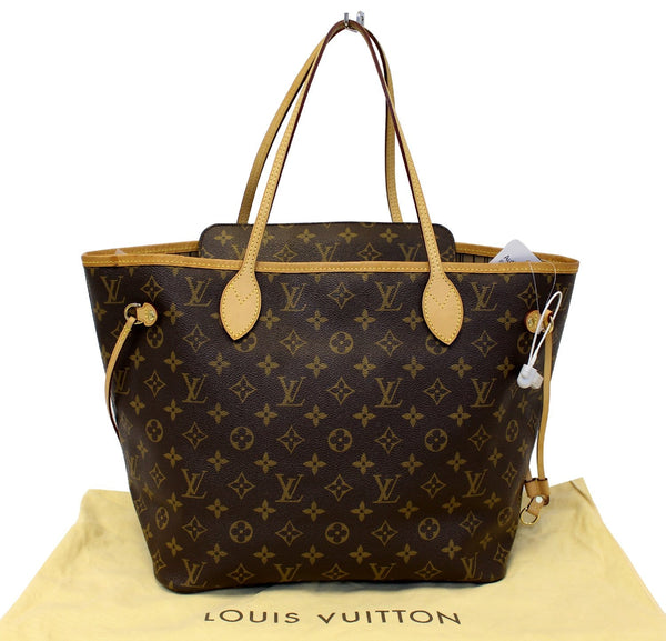 LOUIS VUITTON Neverfull MM Monogram Canvas Tote Bag Brown w/Pouch 