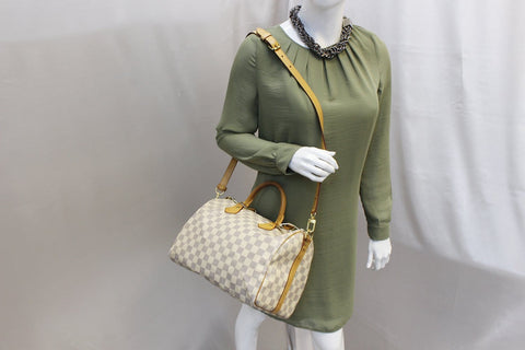 Arm Wearing lv Speedy 30 Damier Azur Bandouliere Bag