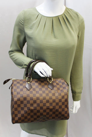 LOUIS VUITTON Damier Ebene Speedy 30 Brown Satchel Bag