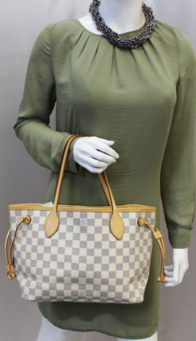 LOUIS VUITTON Neverfull PM Damier Azur Tote Shoulder Bag