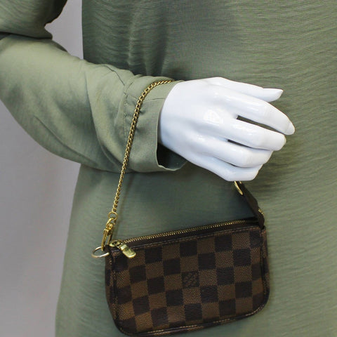 LOUIS VUITTON Mini Pochette Damier Ebene Accessoires Pouch