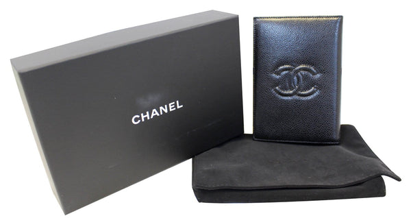 CHANEL Patent Leather Black Passport Wallet