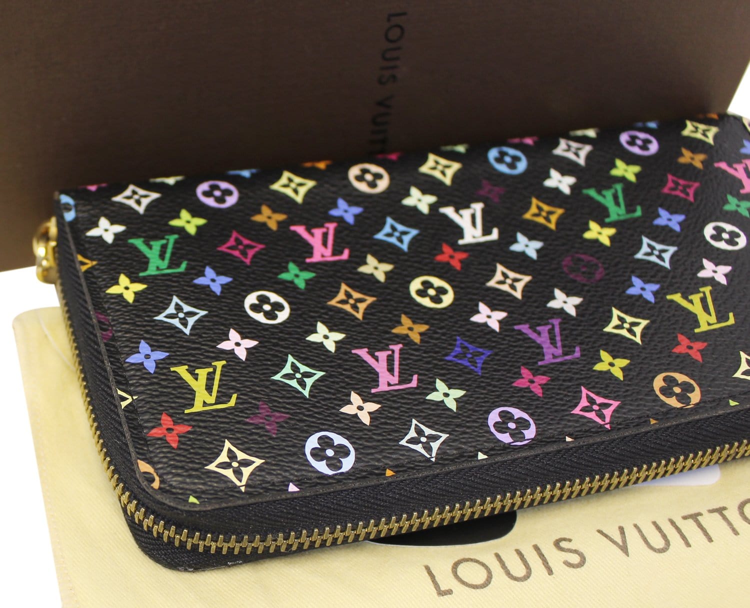 LOUIS VUITTON Black Monogram Multicolore Zippy Wallet