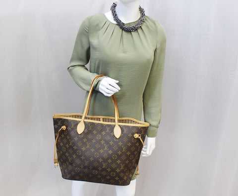 LOUIS VUITTON Neverfull MM Monogram Canvas Brown Tote Bag