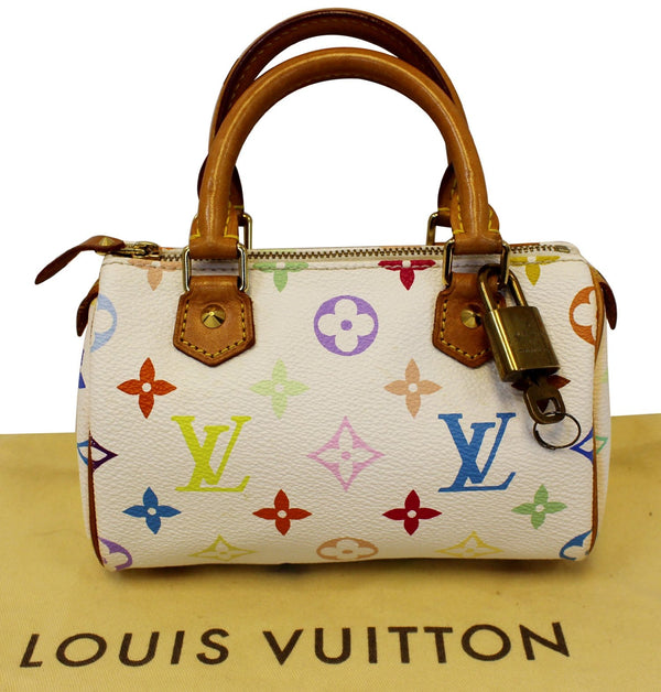 LOUIS VUITTON Monogram Multicolor Mini Speedy White Satchel Bag