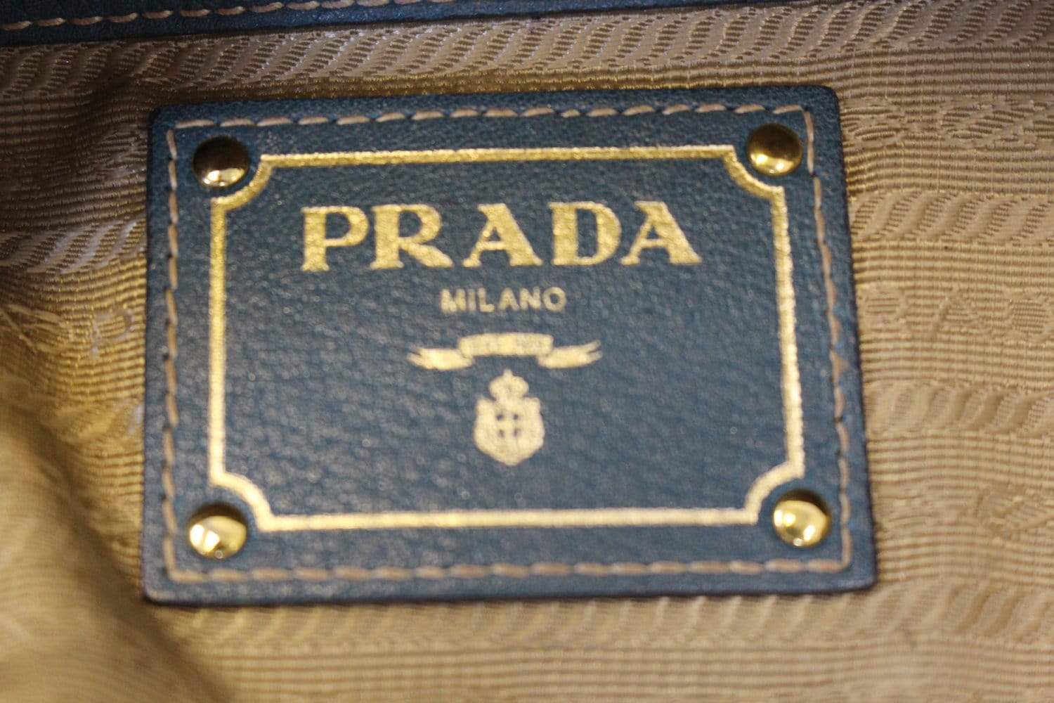 Prada Blue Vitello Daino Leather Top Handle Hobo Bag