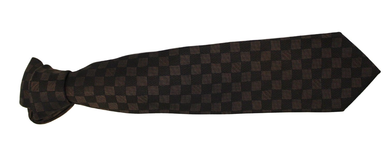 Louis Vuitton Black tie with horizontal taupe stripes TELM7