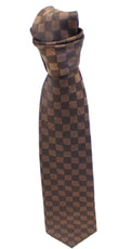 Louis Vuitton Silk Regimental Damier Tie Brown