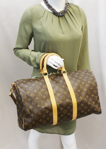 LOUIS VUITTON Monogram Canvas Keepall 45 Bandouliere Travel Bag