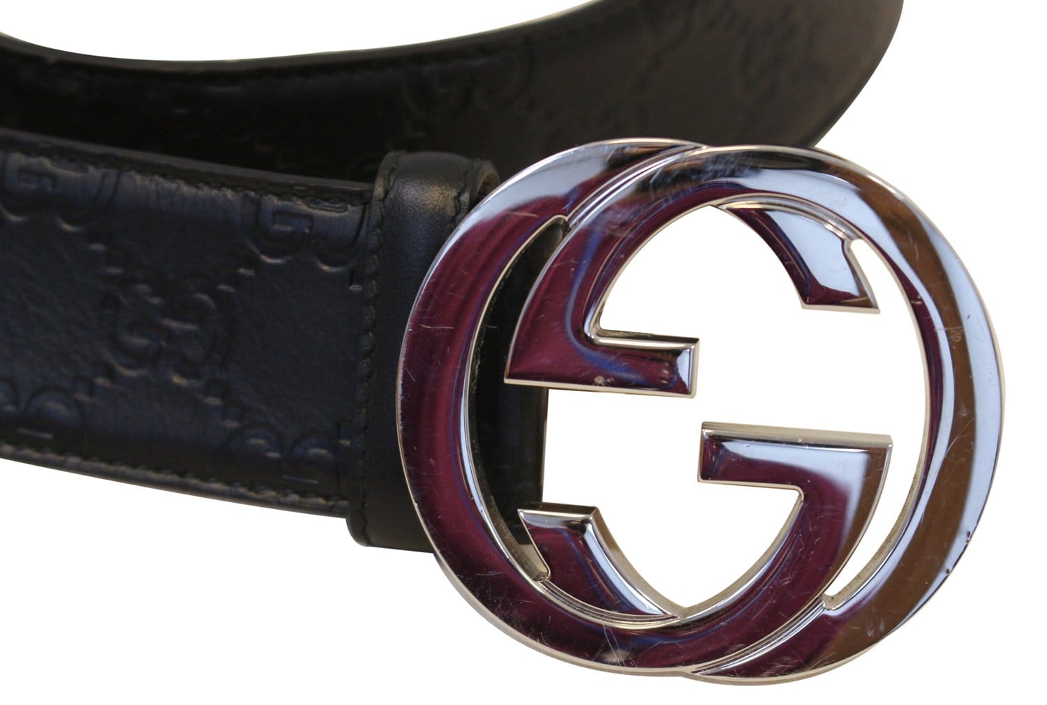 Gucci Interlocking G Belt Signature Guccissima Black/Beige Lining