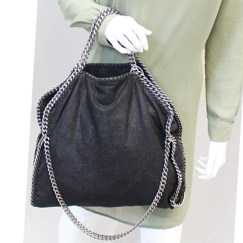 Stella Mccartney Falabella Faux Leather Chain Shoulder Bag Black