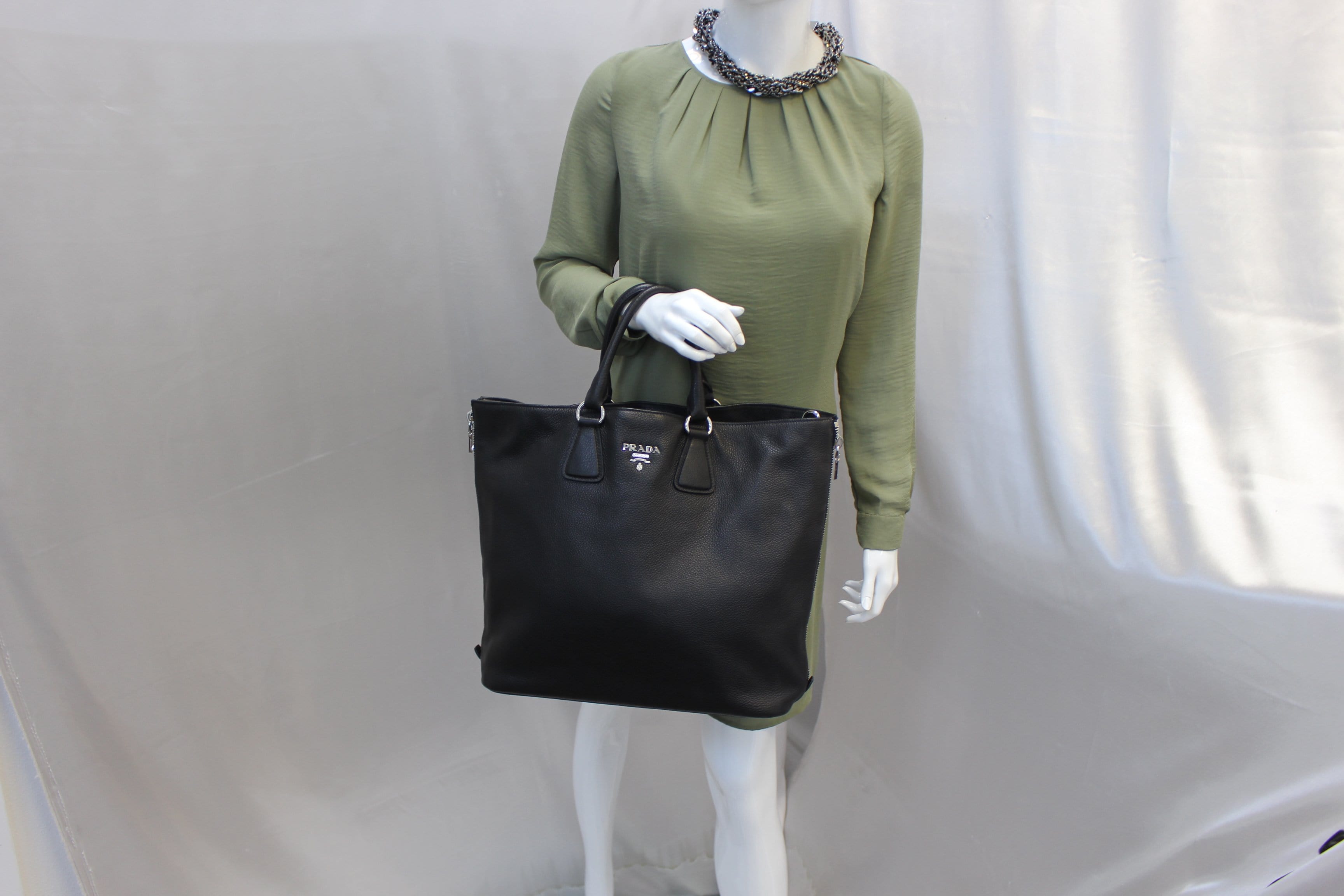 Prada Vitello Phenix Logo Leather Top Handle Bag - ShopStyle