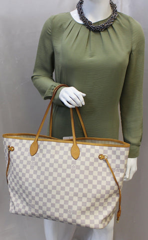 LOUIS VUITTON Neverfull GM Damier Azur Brown Tote Shoulder Bag