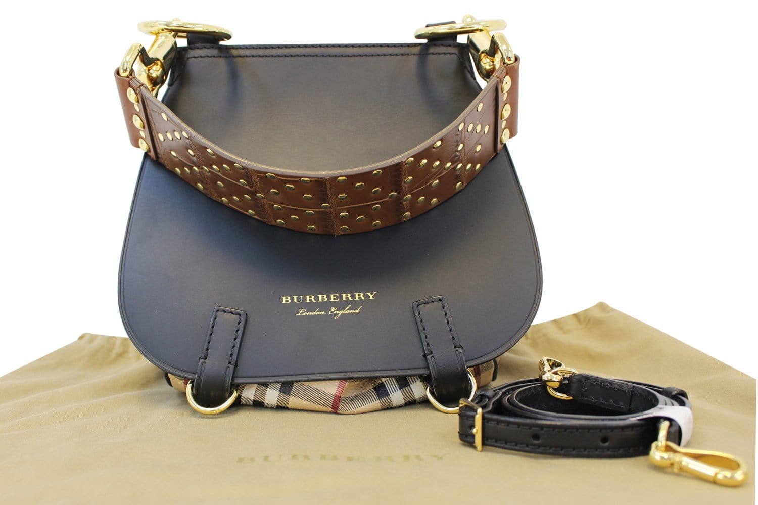 Burberry Studded Bridle Leather Saddle Bag