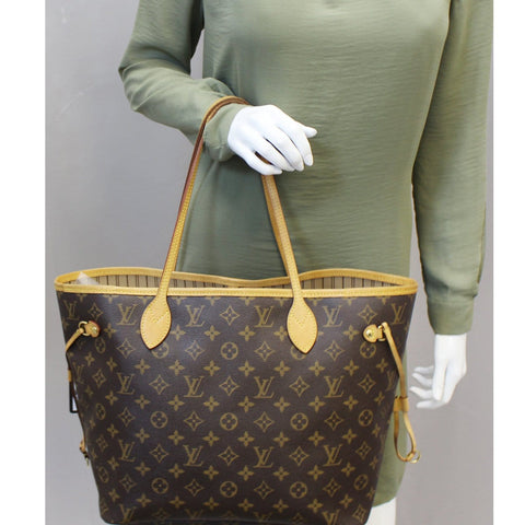 LOUIS VUITTON Neverfull MM Monogram Canvas Brown Tote Bag