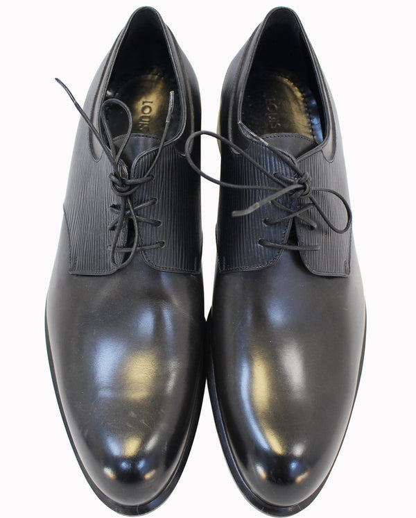 LOUIS VUITTON Richelieu Black Epi Lace ups Men's Dress Shoes Size 8.1/2