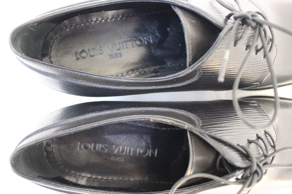LOUIS VUITTON Richelieu Black Epi Lace ups Men's Dress Shoes Size 8.1/2
